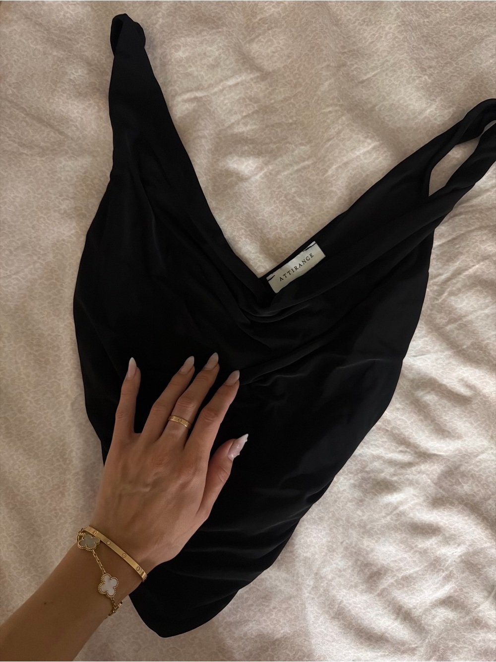 Black Cowl Neck Tank Top